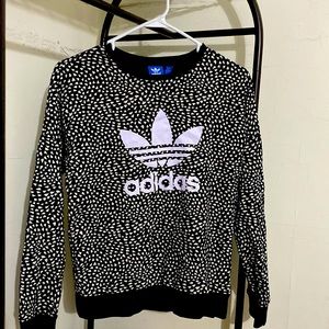 •Black Adidas Sweatshirt with white hearts•